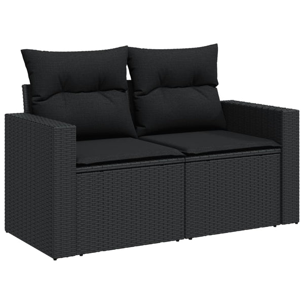 13-tlg. Garten Sofagarnitur Schwarz Poly Rattan