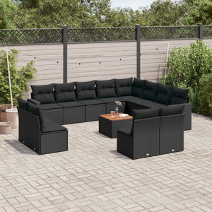 13-tlg. Garten Sofagarnitur Schwarz Poly Rattan