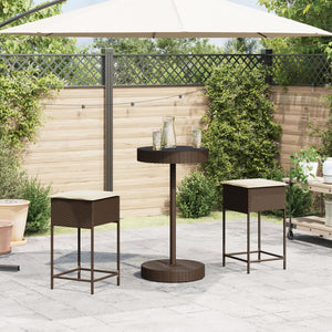 vidaXL Ensemble de bar de jardin 3 pcs avec coussins résine tressée marron