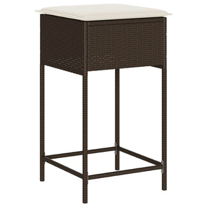 vidaXL Ensemble de bar de jardin 3 pcs avec coussins résine tressée marron