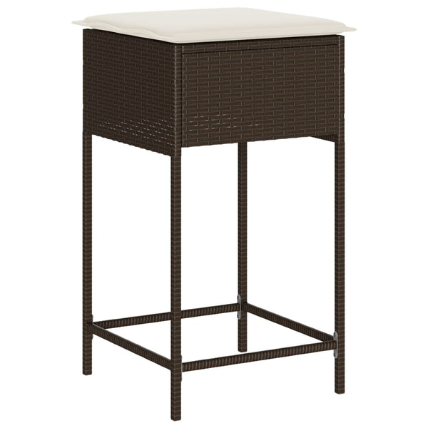 vidaXL Ensemble de bar de jardin 3 pcs avec coussins résine tressée marron