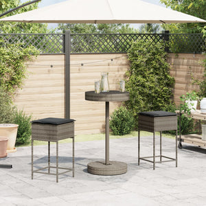 vidaXL Ensemble de bar de jardin 3 pièces avec coussins Résine tressée gris