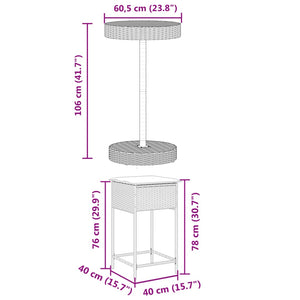vidaXL Ensemble de bar de jardin 3 pièces avec coussins Résine tressée gris