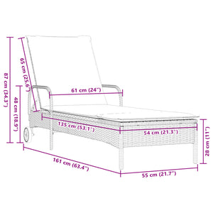 Sonnenliegen mit Auflagen, 2er Set, Poly Rattan Schwarz