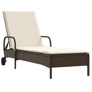 Sonnenliegen mit Auflagen 2er Set Braun Rattan