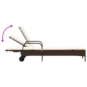 Sonnenliegen mit Auflagen 2er Set Braun Rattan
