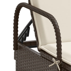 Sonnenliegen mit Auflagen 2er Set Braun Rattan
