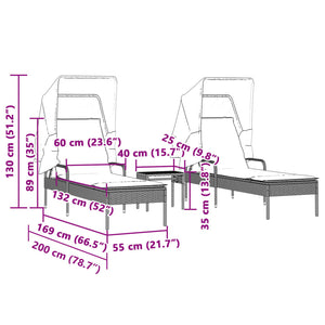 Poly Rattan Sonnenliegen Set mit Tisch