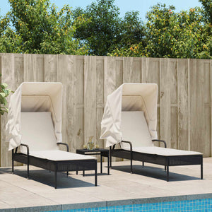Poly Rattan Sonnenliegen Set mit Tisch
