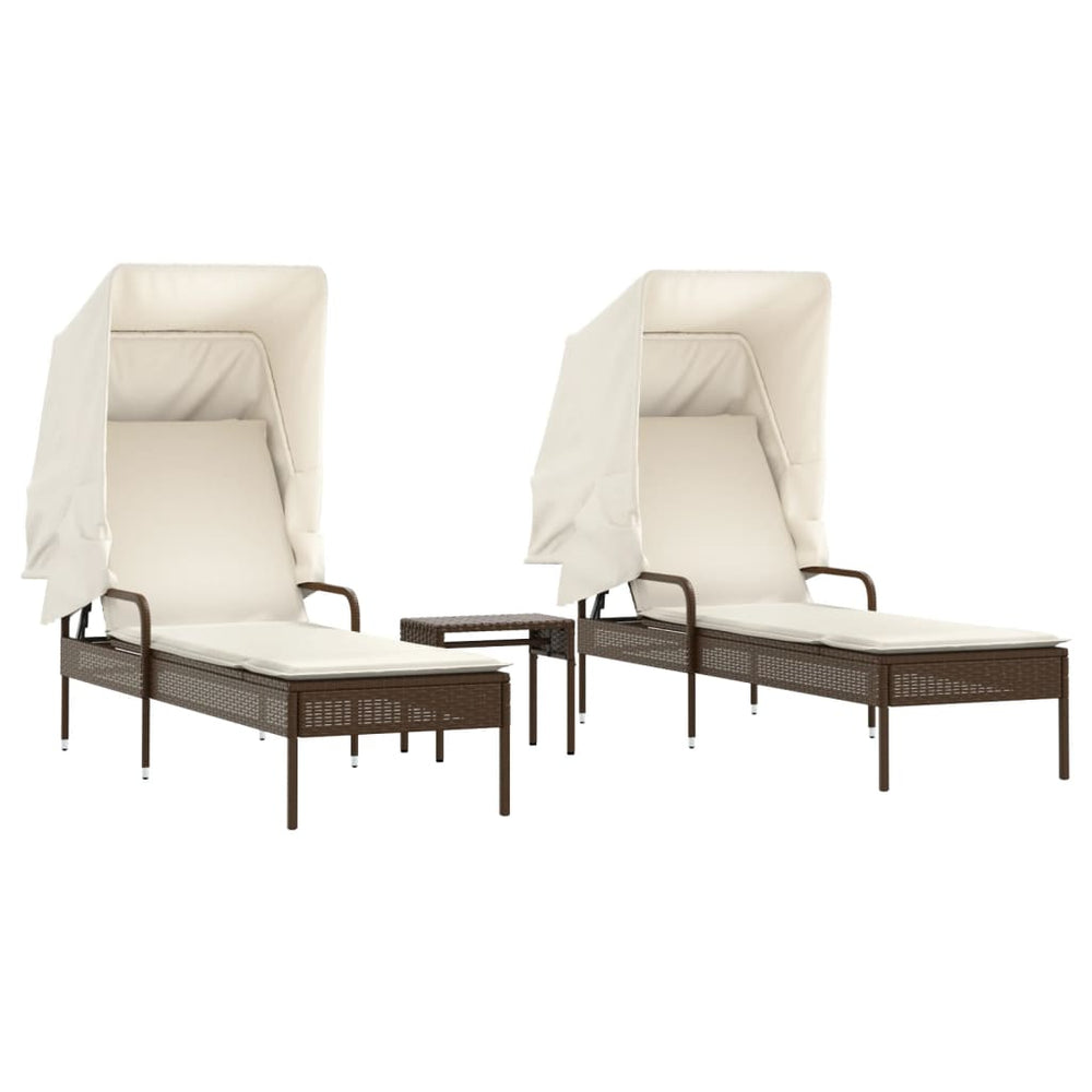Poly Rattan Sonnenliegen 2er Set mit Tisch