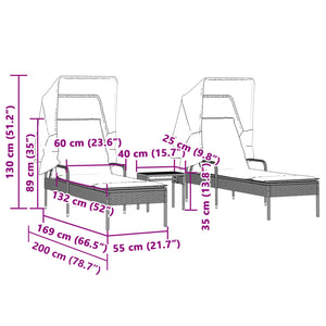 Poly Rattan Sonnenliegen 2er Set mit Tisch