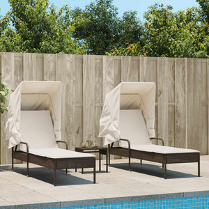 Poly Rattan Sonnenliegen 2er Set mit Tisch