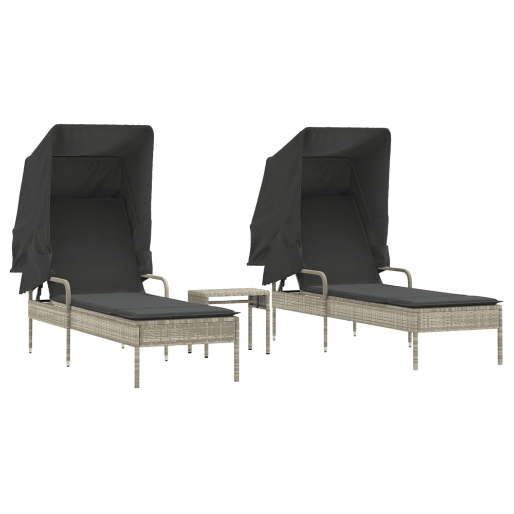 Poly Rattan Sonnenliegen 2er Set mit Tisch