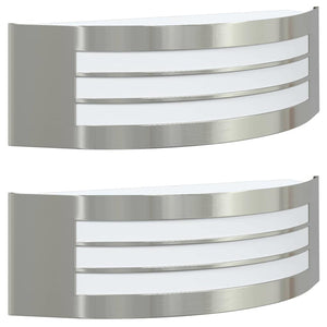 Silberne Außenwandleuchten, 2er-Set