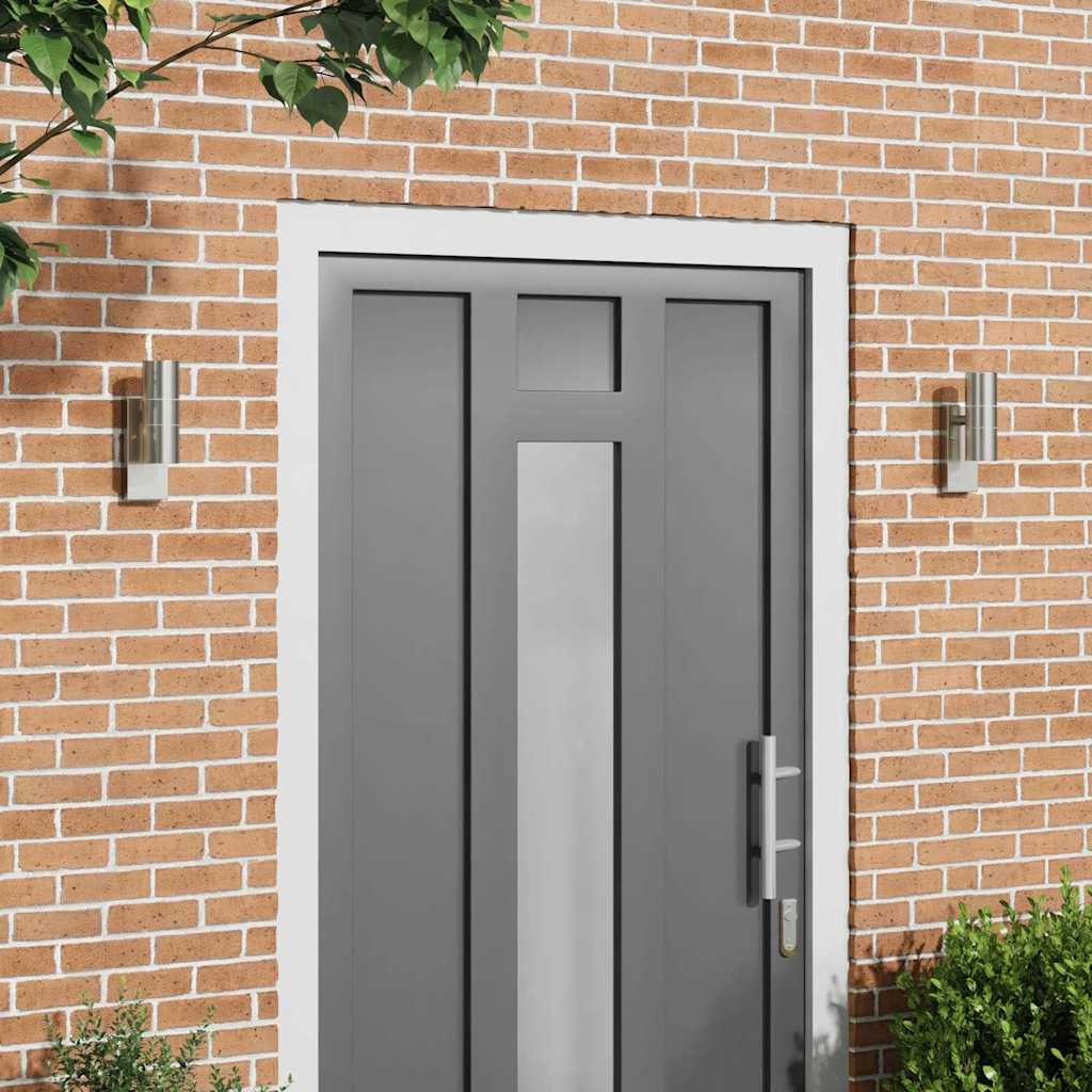 Edelstahl Außenwandleuchte Silber 2er-Set