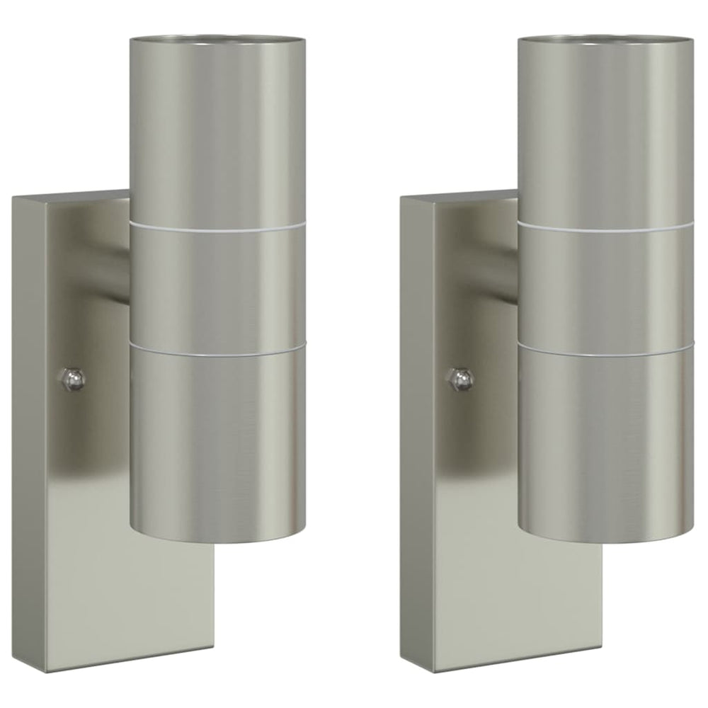 Edelstahl Außenwandleuchte Silber 2er-Set