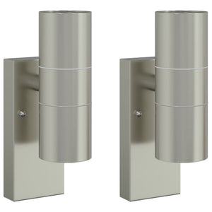 Edelstahl Außenwandleuchte Silber 2er-Set