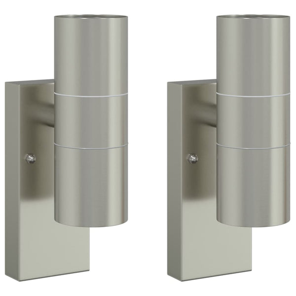 Edelstahl Außenwandleuchte Silber 2er-Set