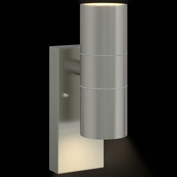Edelstahl Außenwandleuchte Silber 2er-Set