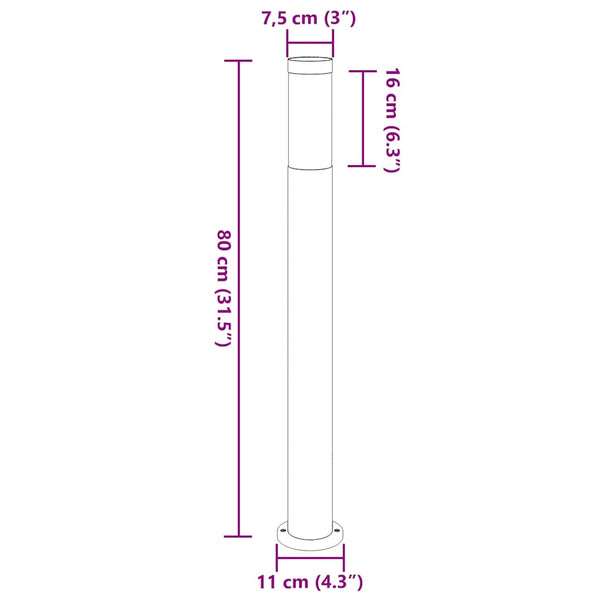 Edelstahl Pollerleuchte 80cm IP44