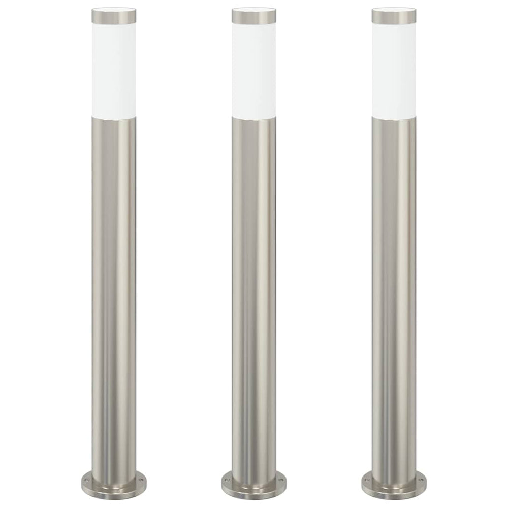 Edelstahl Pollerleuchten 3er Set 80cm