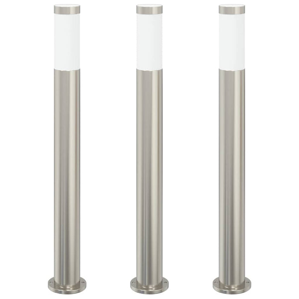 Edelstahl Pollerleuchten 3er Set 80cm