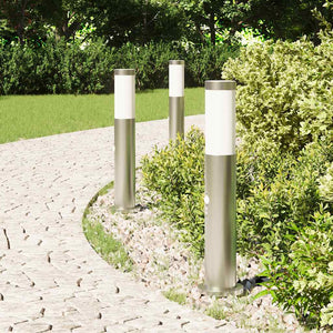 Pollerleuchten mit Sensor, 3er Set, Edelstahl