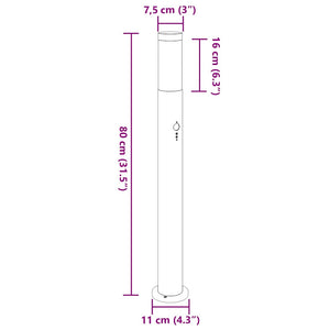 Pollerleuchte mit Sensor, 80cm, Edelstahl
