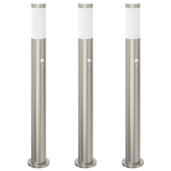 Pollerleuchten mit Sensor 3er Set Edelstahl 80cm