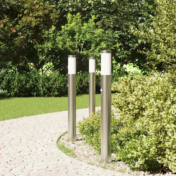 Pollerleuchten mit Sensor 3er Set Edelstahl 80cm