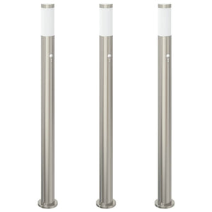 Edelstahl Pollerleuchten mit Sensor, 3er Set