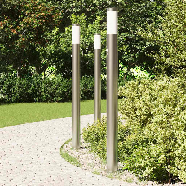 Edelstahl Pollerleuchten mit Sensor, 3er Set