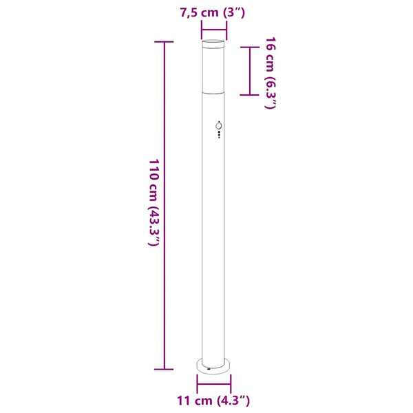 Edelstahl Pollerleuchten mit Sensor, 3er Set