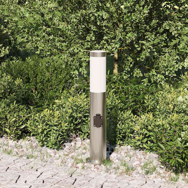Edelstahl Pollerleuchte mit Steckdose - 50cm