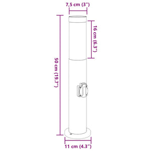Edelstahl Pollerleuchte mit Steckdose - 50cm