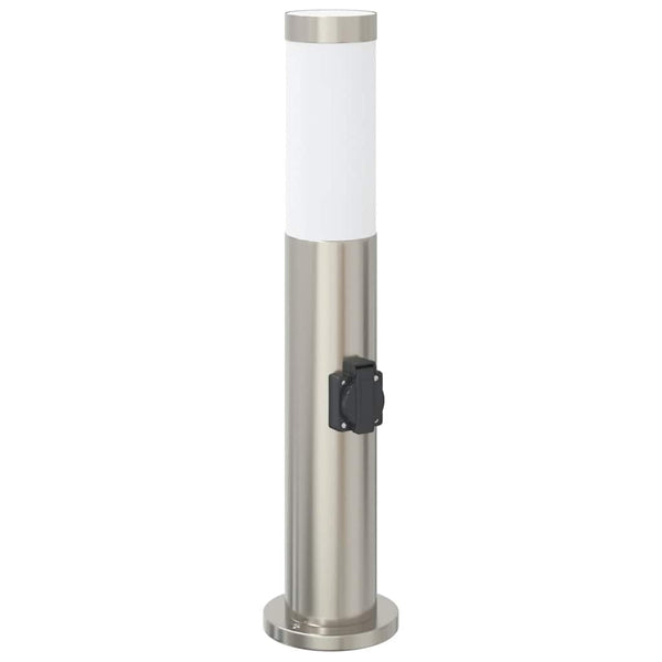 Edelstahl Pollerleuchten mit Steckdose, 3er Set