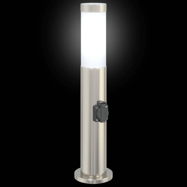 Edelstahl Pollerleuchten mit Steckdose, 3er Set
