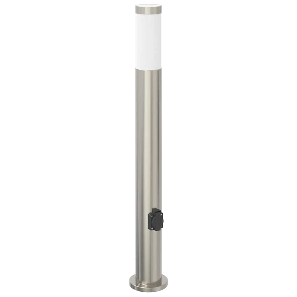 Edelstahl Pollerleuchte mit Steckdose 80cm