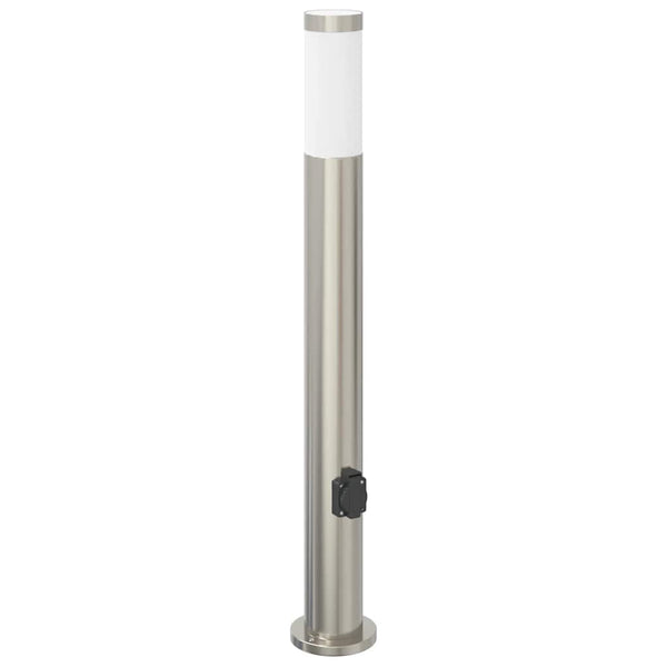 Edelstahl Pollerleuchte mit Steckdose 80cm