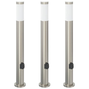 Edelstahl Pollerleuchten mit Steckdose 3er Set