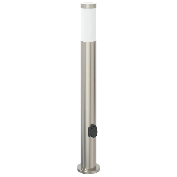 Edelstahl Pollerleuchten mit Steckdose 3er Set