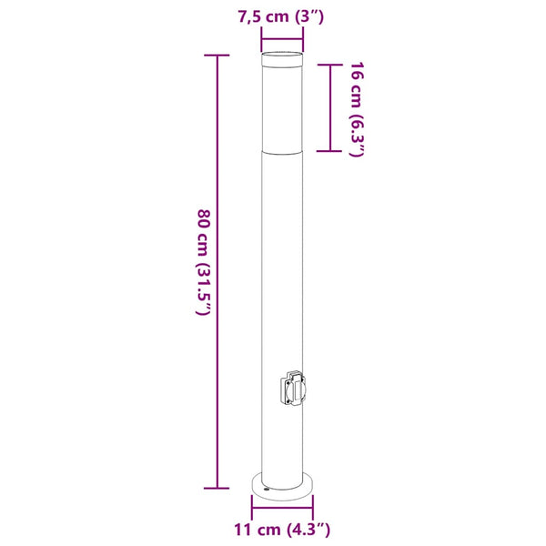 Edelstahl Pollerleuchten mit Steckdose 3er Set