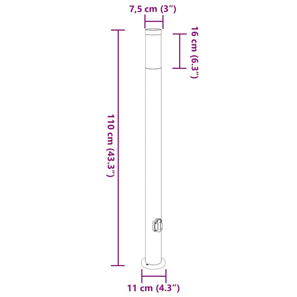 Edelstahl Pollerleuchte mit Steckdose 110cm
