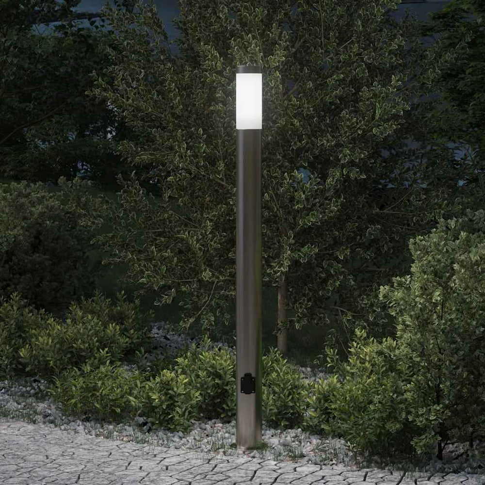 Edelstahl Pollerleuchte mit Steckdose 110cm