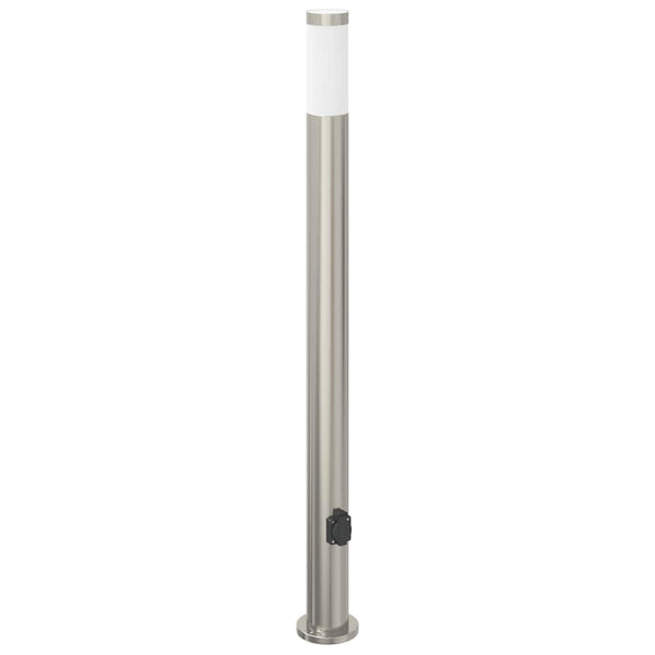 Edelstahl Pollerleuchten mit Steckdose, 3er Set