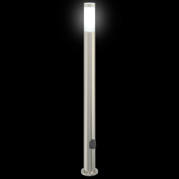 Edelstahl Pollerleuchten mit Steckdose, 3er Set