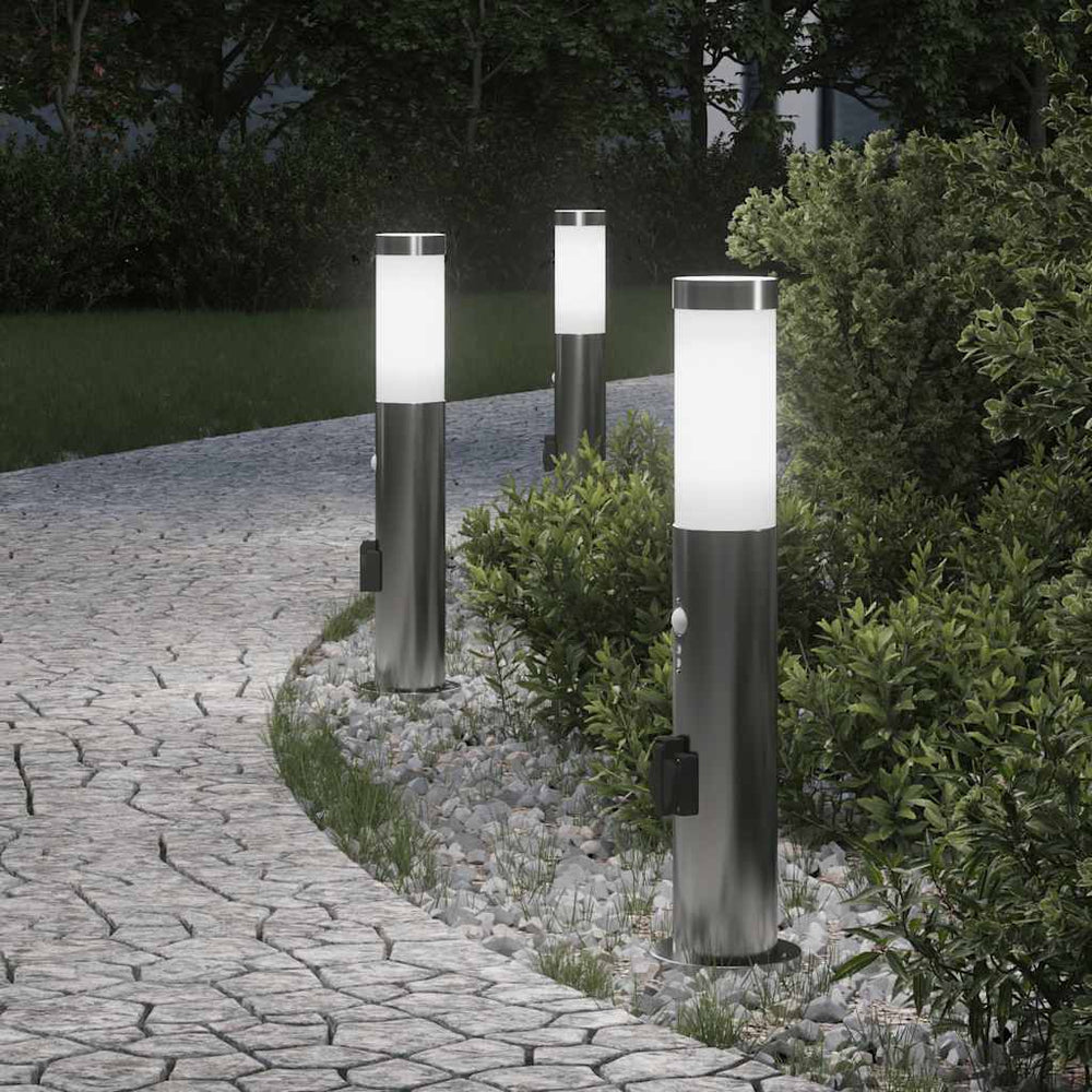 Pollerleuchten mit Sensor & Steckdose, 3er Set