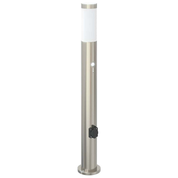 Edelstahl Pollerleuchte mit Sensor & Steckdose