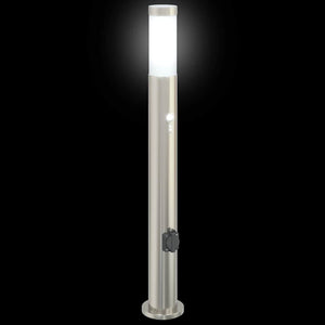 Edelstahl Pollerleuchte mit Sensor & Steckdose