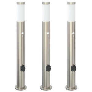 Pollerleuchten mit Sensor & Steckdose 3er Set